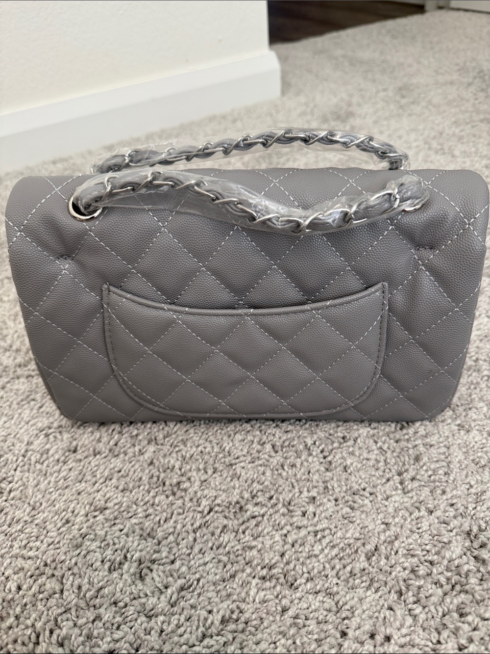 INSPIRED… Gray Quilted Chain-Handle Shoulder Bag